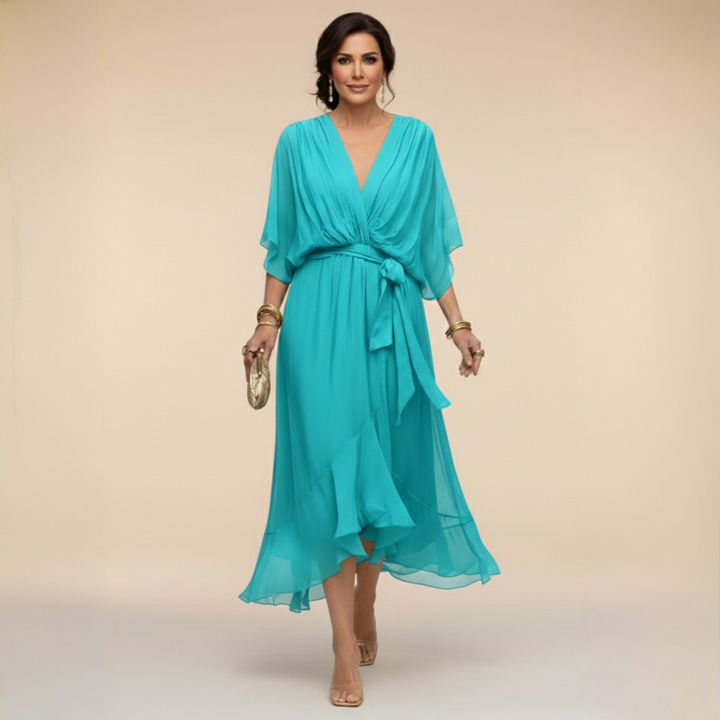 Nica | Elegant V-Neck Chiffon Dress