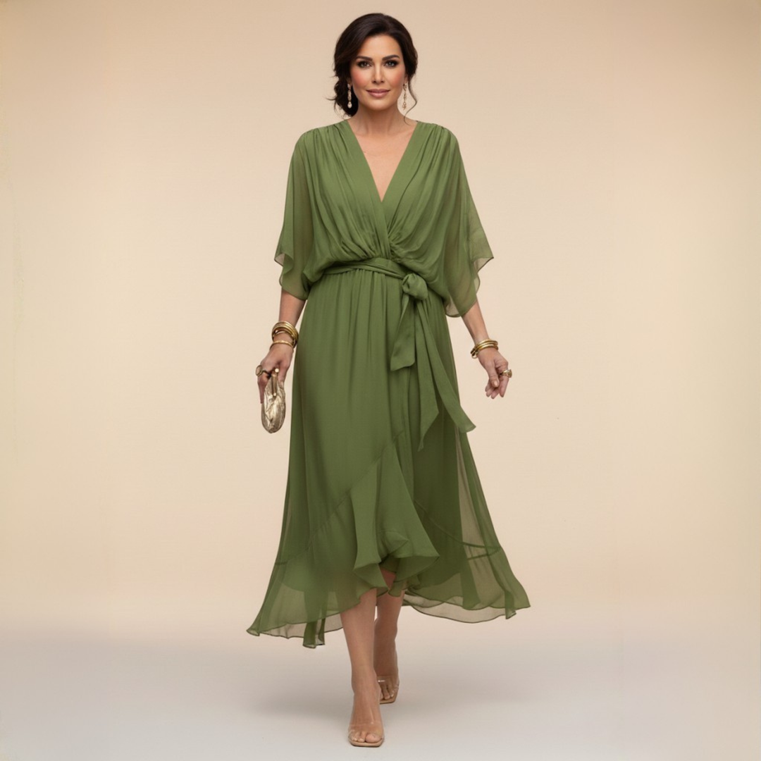 Nica | Elegant V-Neck Chiffon Dress