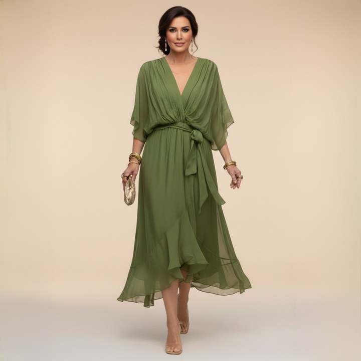 Nica | Elegant V-Neck Chiffon Dress