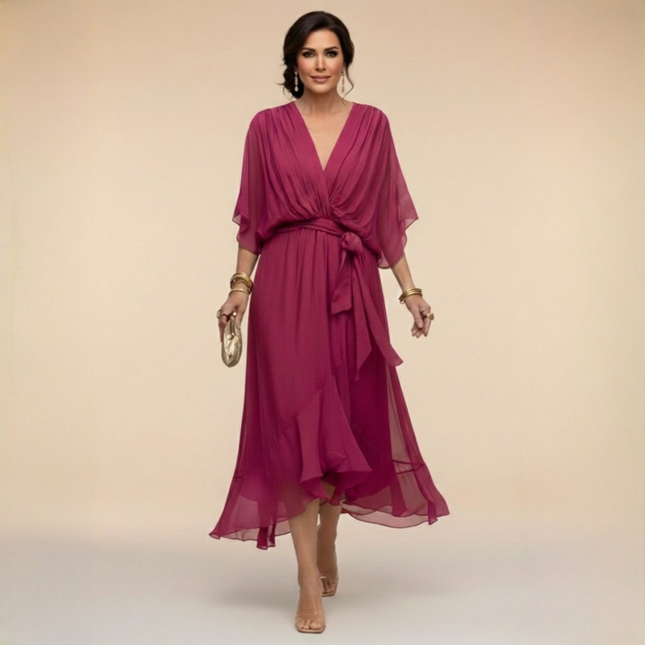 Nica | Elegant V-Neck Chiffon Dress