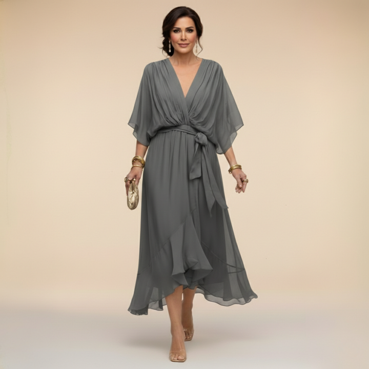 Nica | Elegant V-Neck Chiffon Dress