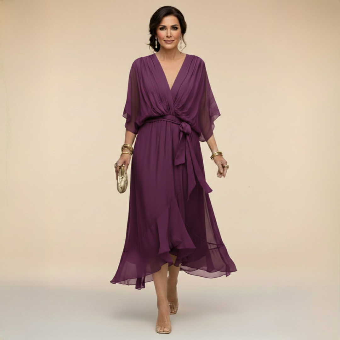 Nica | Elegant V-Neck Chiffon Dress