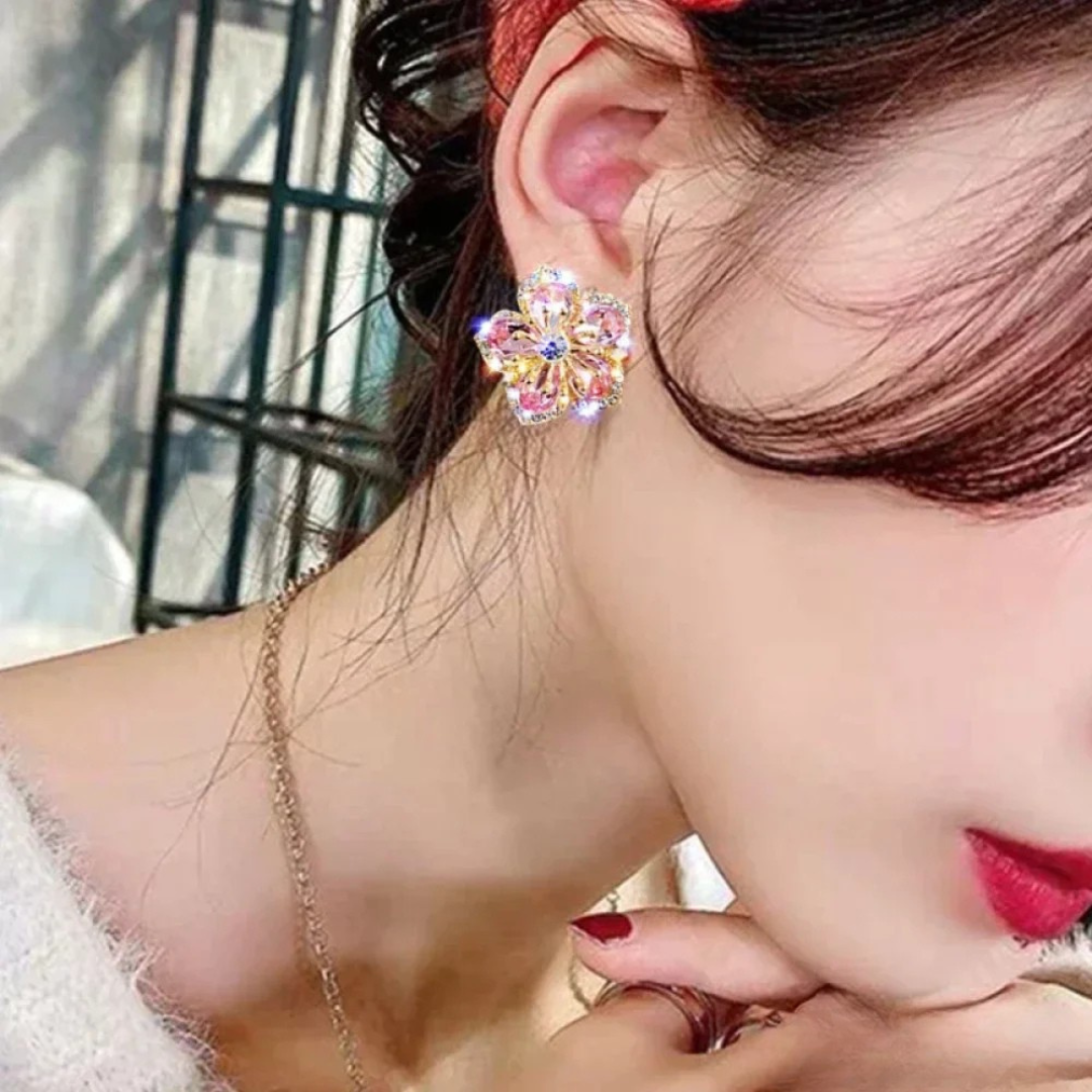 Colorful Zirconia Silver Earrings