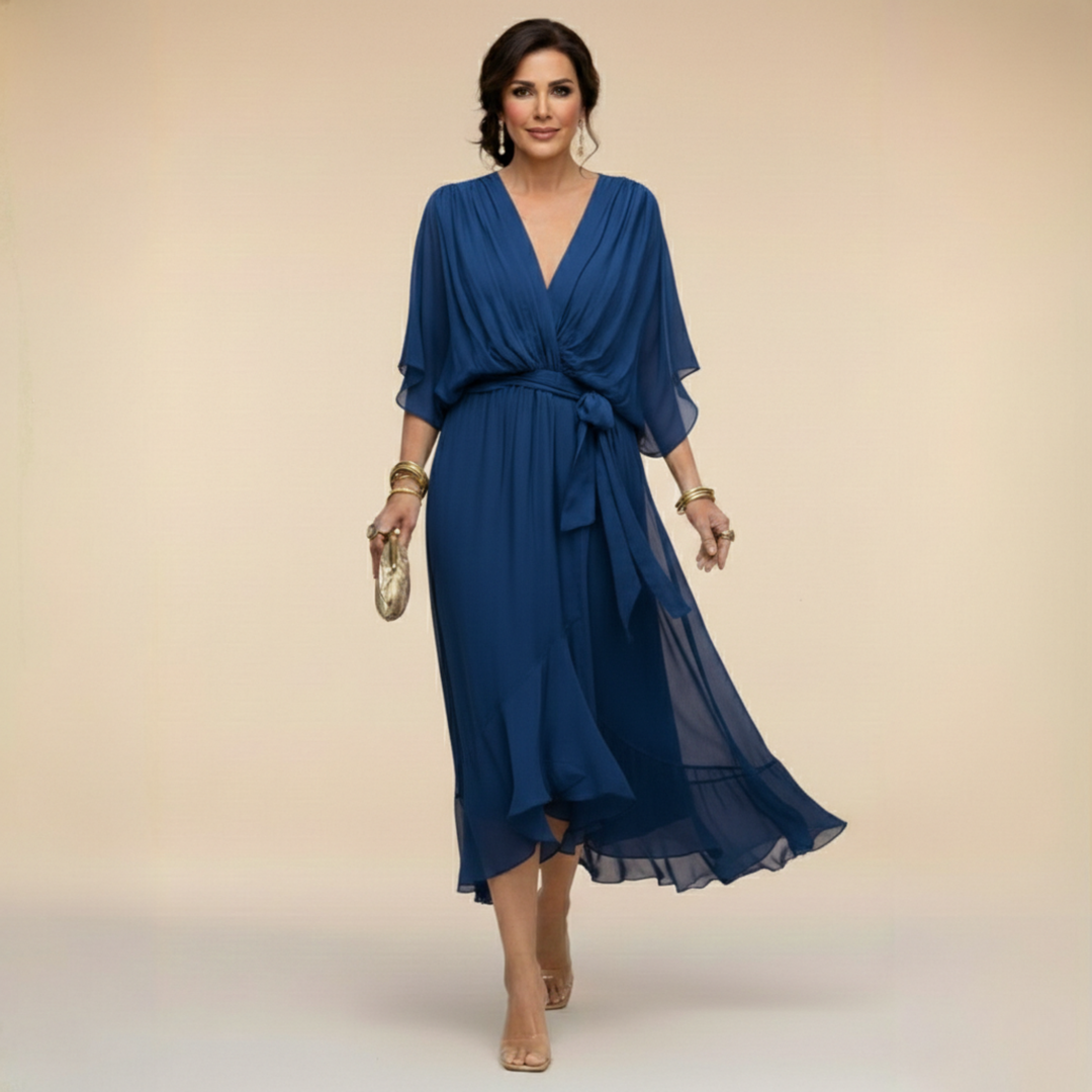 Nica | Elegant V-Neck Chiffon Dress