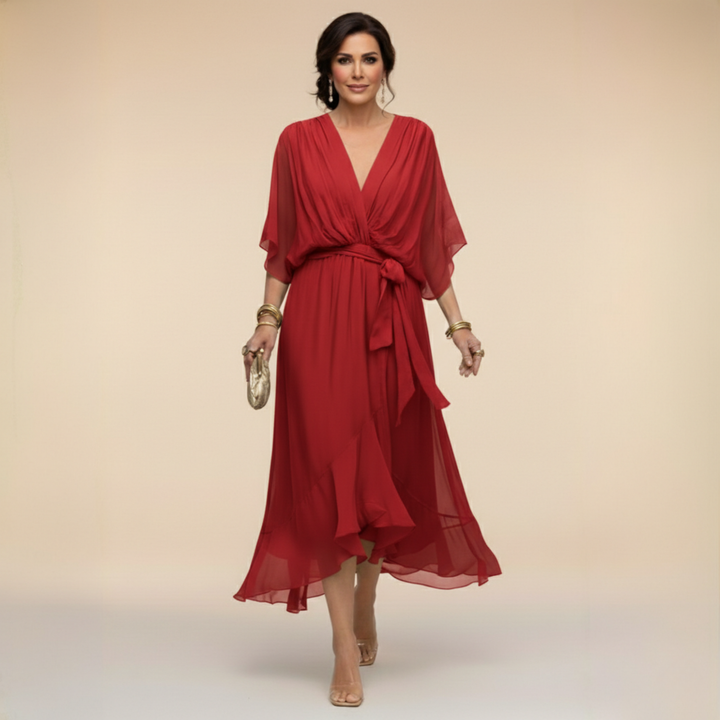 Nica | Elegant V-Neck Chiffon Dress