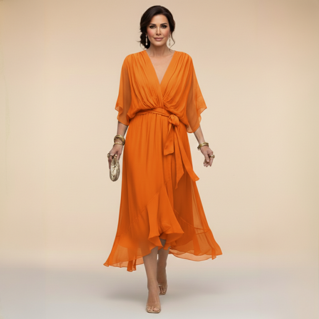 Nica | Elegant V-Neck Chiffon Dress