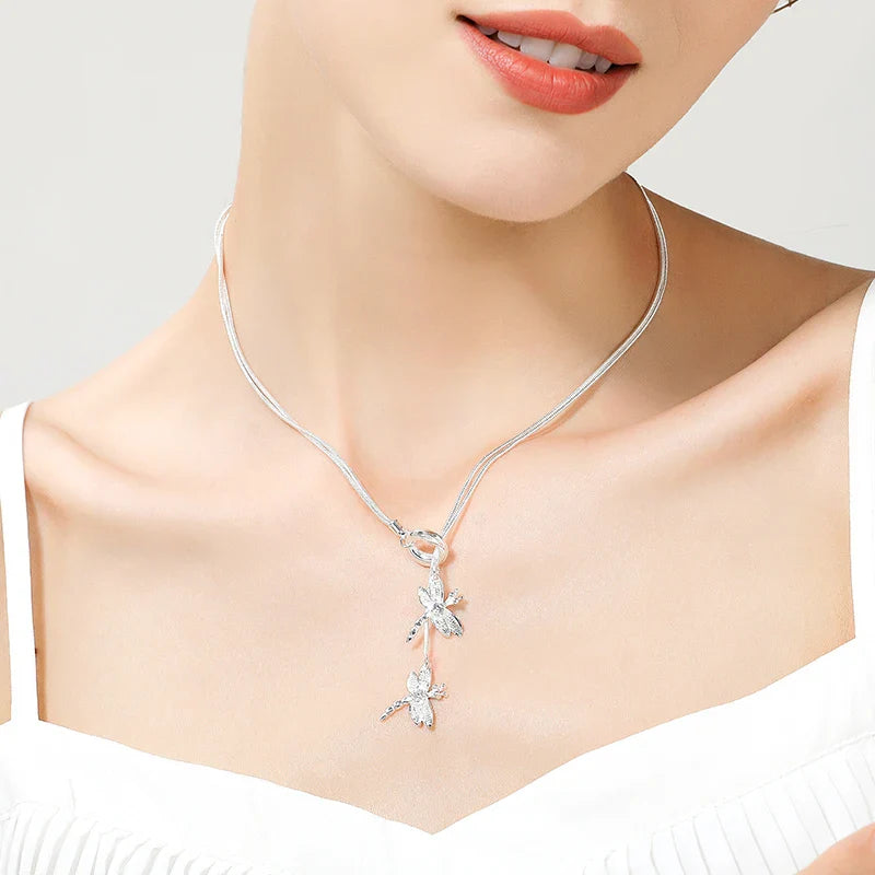 Sterling Silver Dragonfly Pendant Necklace