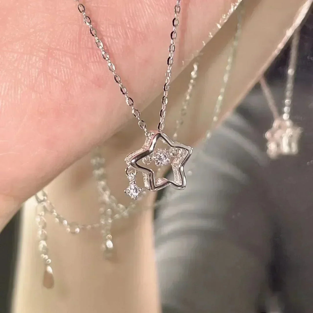 Elegant Metal Wrinkled Flower Pendant Necklace