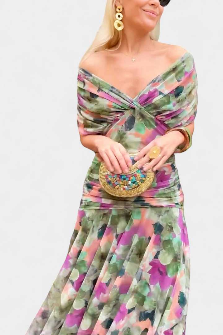 Jinky – V-Neck Floral Maxi Dress
