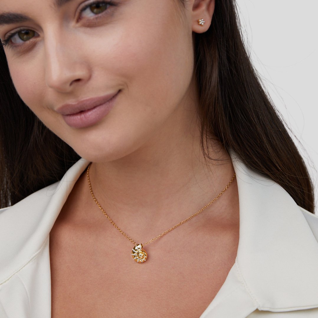 Crystal Shell Pendant Necklace